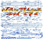 full size printed plan semi-scale 1:100 nautilus snn 571  38" auto submerge & surface