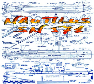 full size printed plan semi-scale 1:100 nautilus snn 571  38" auto submerge & surface