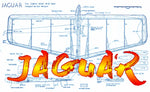 full size printed plan & building notes english-style fai combat *jaguar* wingspan 36 1/2"  engine .15
