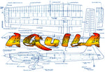 full size printed plan  vintage 1980 control line stunt “aquila” aquila is a fairly conventional design