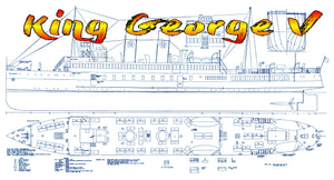full size printed plans scale 3/16"=1ft  passenger steamer king george v l 49" suitable for radio control
