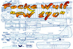 full size printed plan vintage 1968 control line semi-scale stunt focke wulf "fw 190"