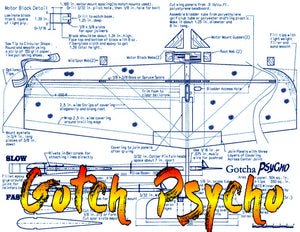 full size printed plan vintage 1999 control line combat fast or slow "gotcha psycho"  lots of state‑of‑the art features