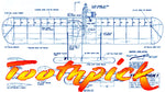 full size printed plan & building notes combat **toothpick** wingspan 42"  engine .36