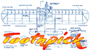full size printed plan & building notes combat **toothpick** wingspan 42"  engine .36