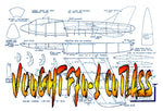 full size printed plan semi- scale 1:32 vought f7u-1 cutlass  jetex 100  or convert to ducted fan
