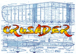 full size plan vintage 1960 control line stunt “crusader” a twin-boom hot stunt contender