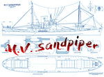 full size printed plans cargo ship m.v. sandpiper scale 1:72  length 40 5/8
