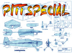 full size printed plan goodyear profile racer scale 1:8 control line "pitt special"