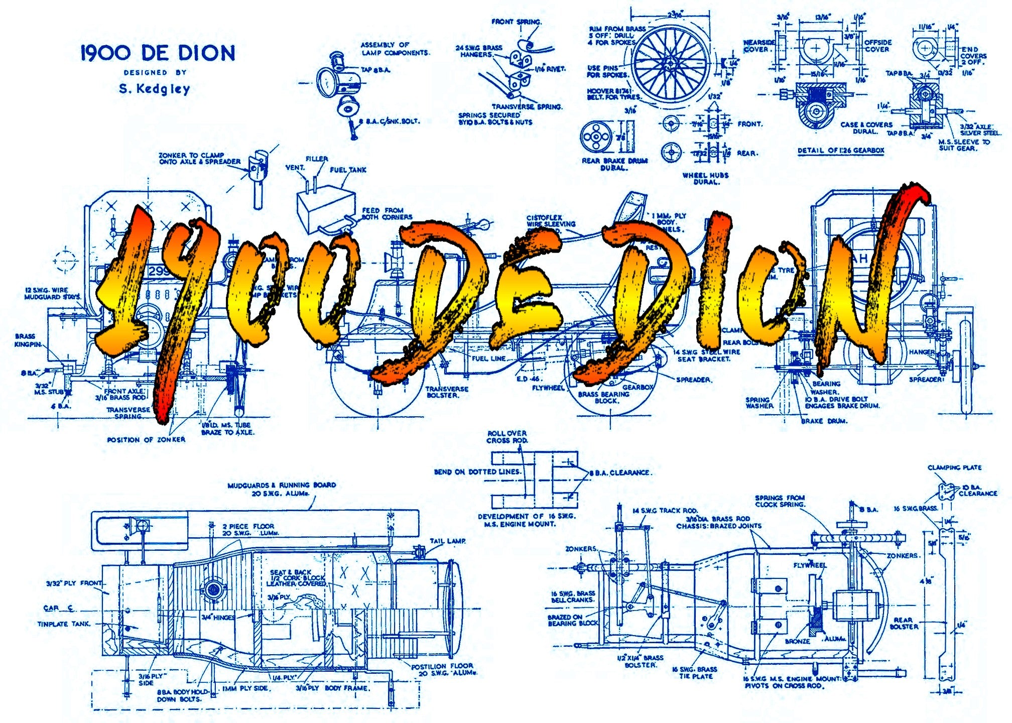 full size printed plan scale 1900 de dion build as display or powered not especially difficult,