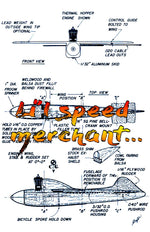 full size printed plan  1/2 a control line speed  lil’speed merchant. easy to build wingspan 9’