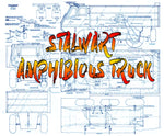 full size printed plan stalwart amphibious truck  24in.  electric power 3 function radio cont