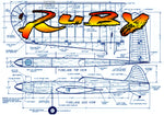 full size printed plans vintage 1958 control line stunt  .29 to .35 ruby exceptionally good flyer