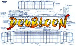 full size printed plan vintage 1975  1/2a free flight doubloon  straightforward design