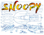 full size printed plan 1968 record breaking hydro "snoopy" l 28” b 13 3/8”  engine .19 for radio control