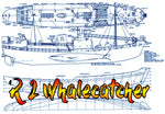 full size printed plan vintage 1960s " r‑2 whalecatcher" semi scale for radio control