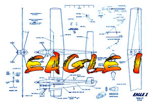 full size printed plan 1974 1/2 a control line speed eagle i wingspan 18 3/4"  engine 1/2a