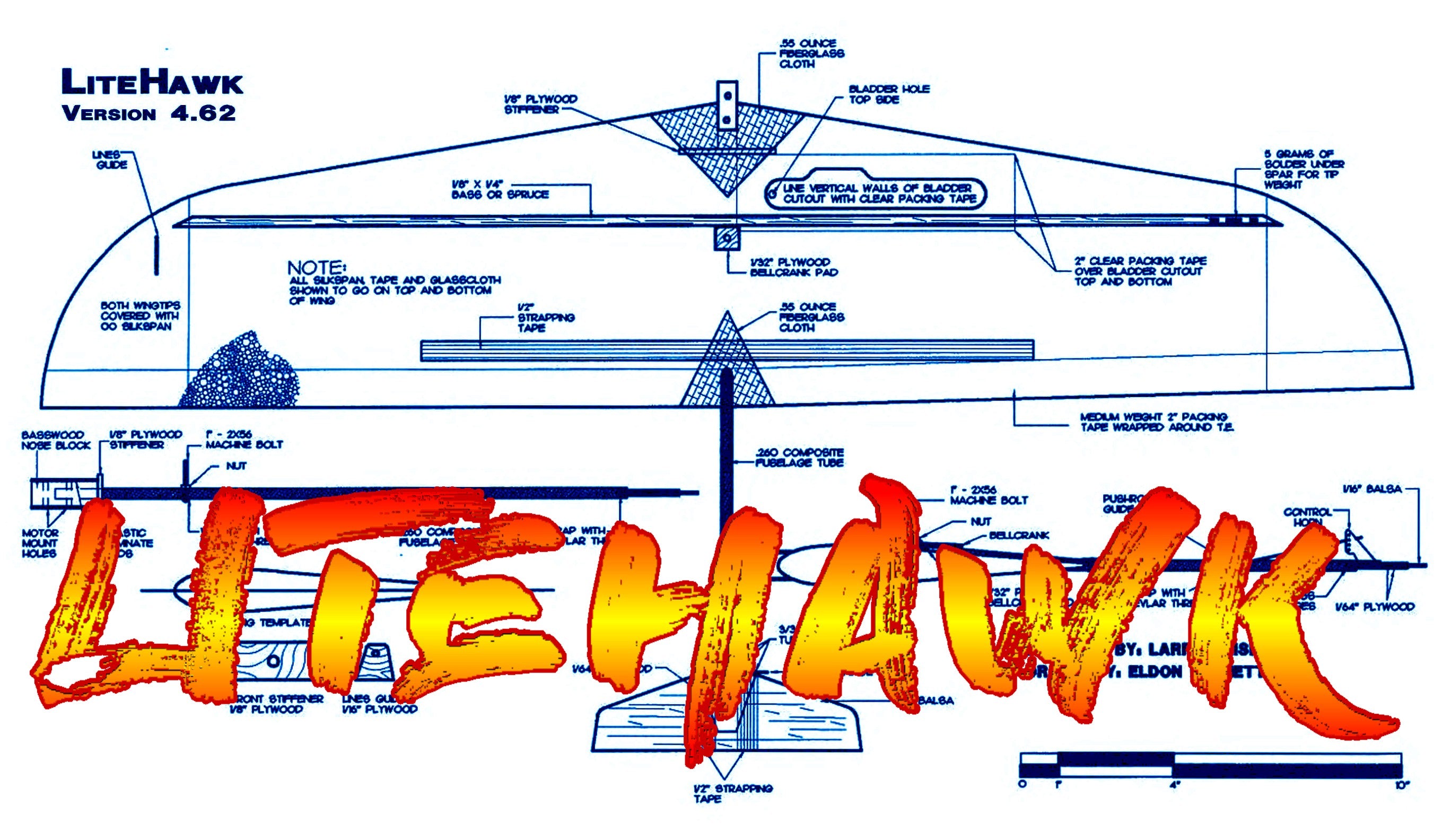 full size printed plan & building notes 1/2a combat *litehawk* w/s 36"  engine 1/2a