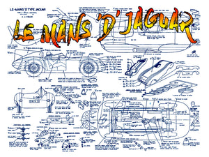 listing is for printed plans le mans 'd' jaguar scale 1:8  length 19 1/4”  power .15 engine or convert to electric motor suitable for radio control