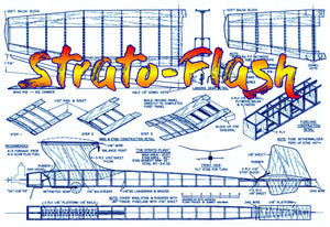 full size printed plan 1950 free flight  wingspan 37"  engine ½ a strato-flash results: spectacular!