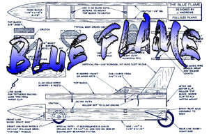full size printed plan   blue flame semi scale 1:32  length 13”  engine jetex 150 orconvert to rocket or small ducted fan