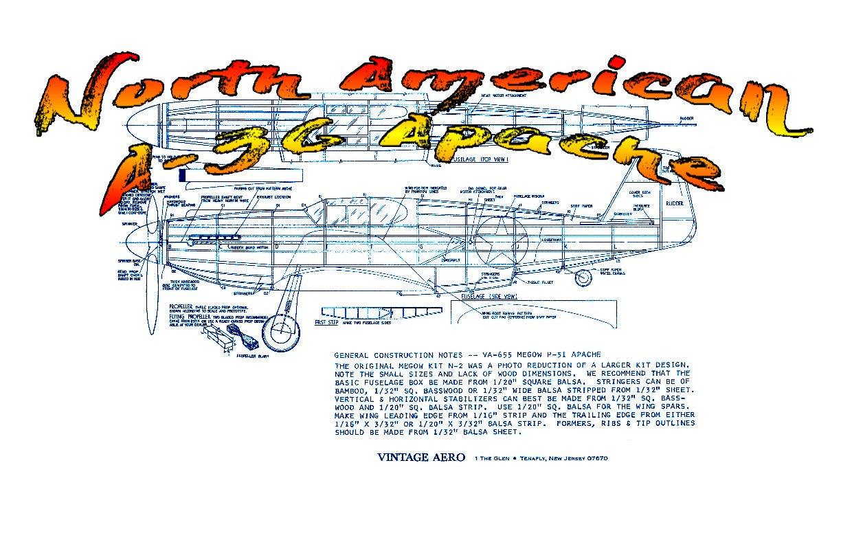full size printed plans peanut scale "north american p-51 apache"