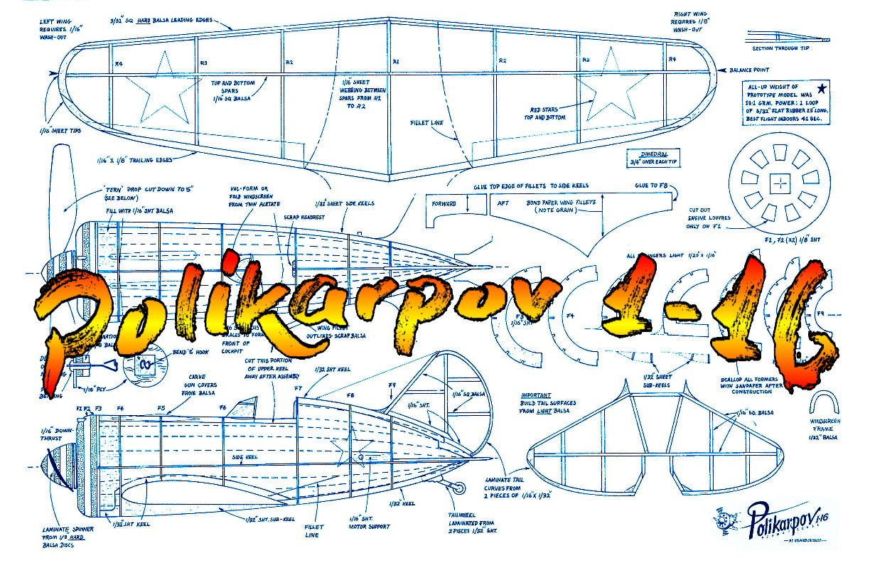 full size printed plans peanut scale "polikarpov 1-16" extremely realistic mine has a great performance,