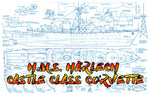 full size printed plans castle class corvette 32" 1:96 scale  for radio control