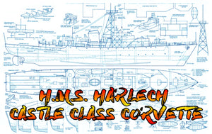 full size printed plans castle class corvette 32" 1:96 scale  for radio control