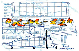 full size printed plans  peanut scale " r.m.-12"  it flies quite well.