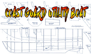 coast guard utility boat scale 1:9, 52 1/2", 20 to 25 cc full size printed plans and article for radio control