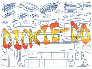 full size printed plans l 20” outboard racing hydroplane dickie-do for radio control