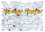 full size printed plan semi-scale 1:12 free flight hawker hunter .049 ducted fan