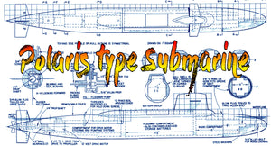 full size printed plan to build a 1:96 scale polaris type submarine suitable for radio control