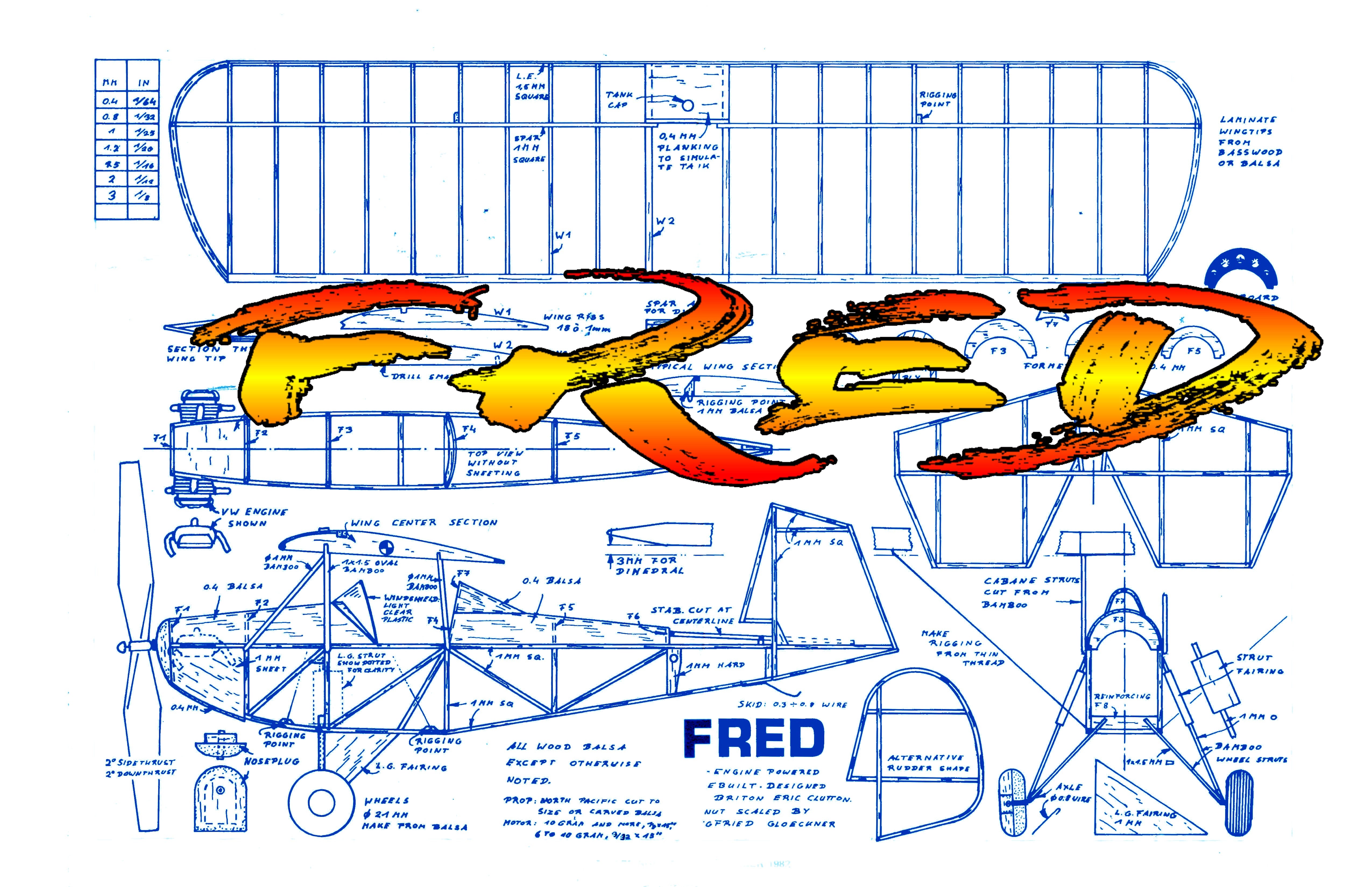 full size printed plans vintaage 1982 "fred" unorthodox construction sequences are described