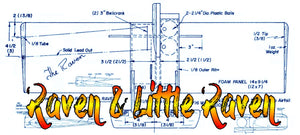 full size printed plan vintage 1971 control line combat "the raven & little raven" foam wings