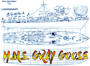 full size printed 1:48 denny type steam gunboat plan & article suitable for radio control