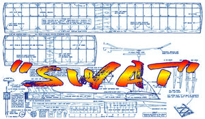 full size printed plan 1957 free flight  wingspan 37" 1/2a  "swat" no difficulties should arise in the construction.
