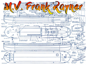 full size printed plan canal boat & trent barge m.v. frank rayner suitable for radio control
