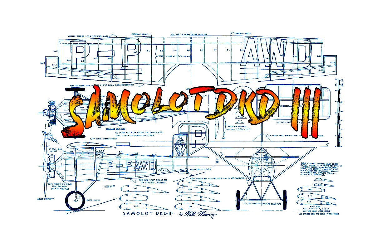 full size printed plans peanut scale samolot dkd iii out-of-the-ordinary model of a polish lightplane.