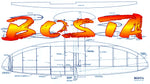 full size printed plan & building notes elliptical wing combat ship *bosta* w/s 38" engine .35