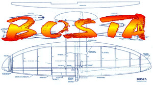 full size printed plan & building notes elliptical wing combat ship *bosta* w/s 38" engine .35