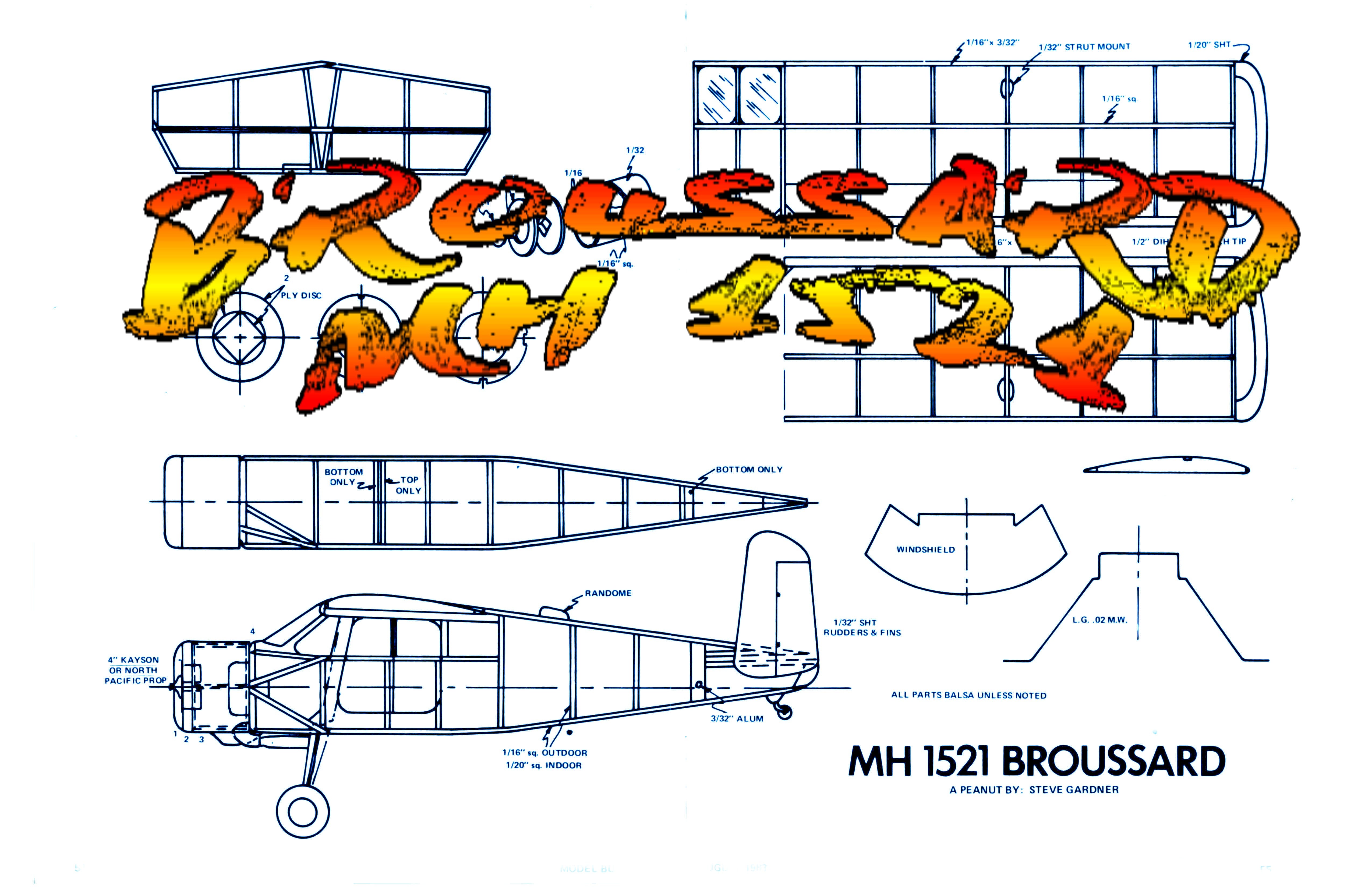full size printed peanut scale plans broussard mh 1521 ego-pleasing, fun flier
