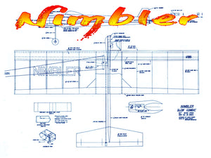 full size printed plan & building notes  slow combat *the nimbler* wingspan 42”  engine .35
