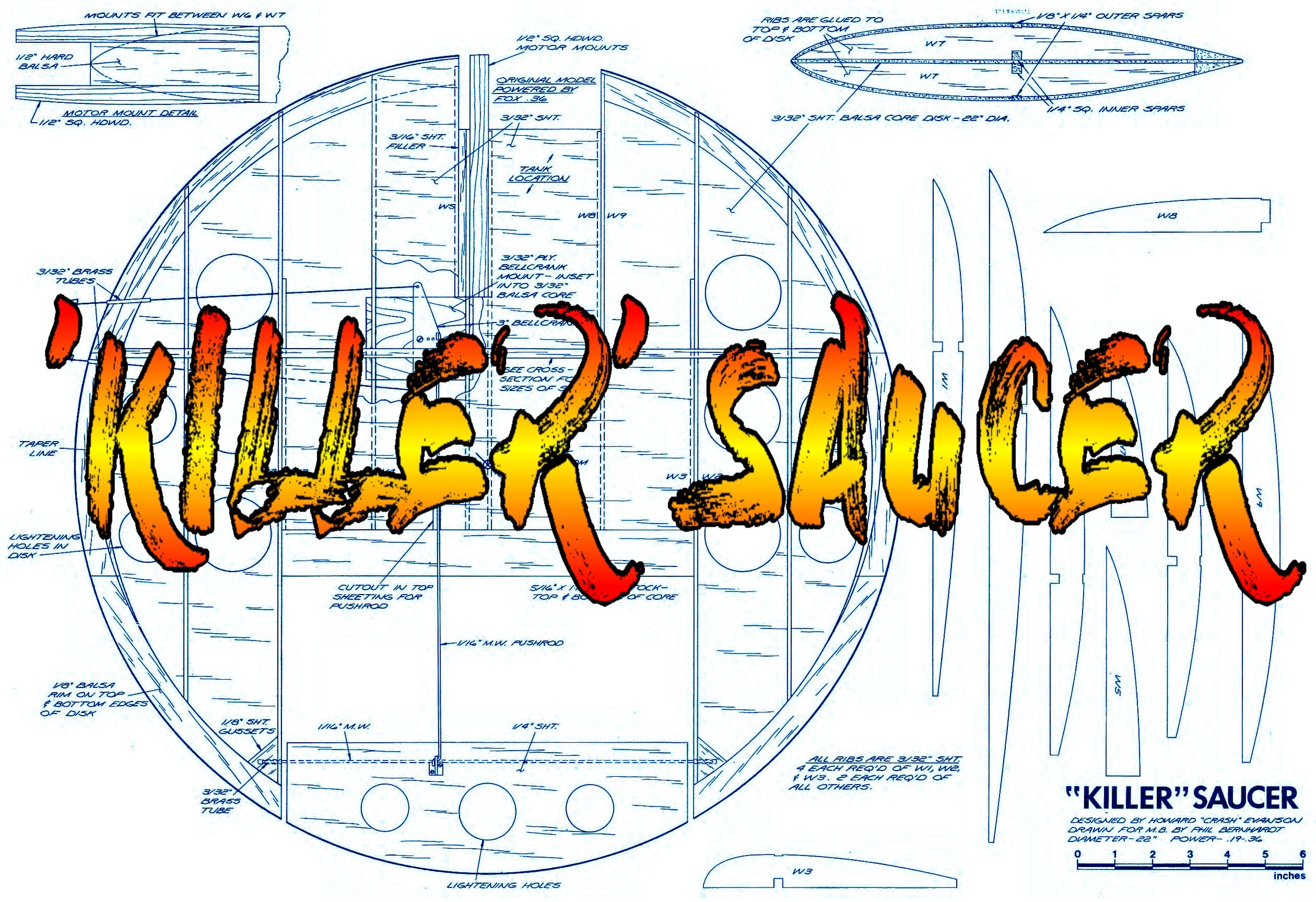 full size printed plan control line  combat  ‘killer’ saucer’ a great, attention‑getting sport model.