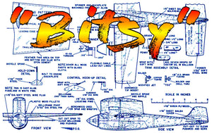 full size printed plan 1955 control line speed "bitsy" baked rivet less aluminium wing
