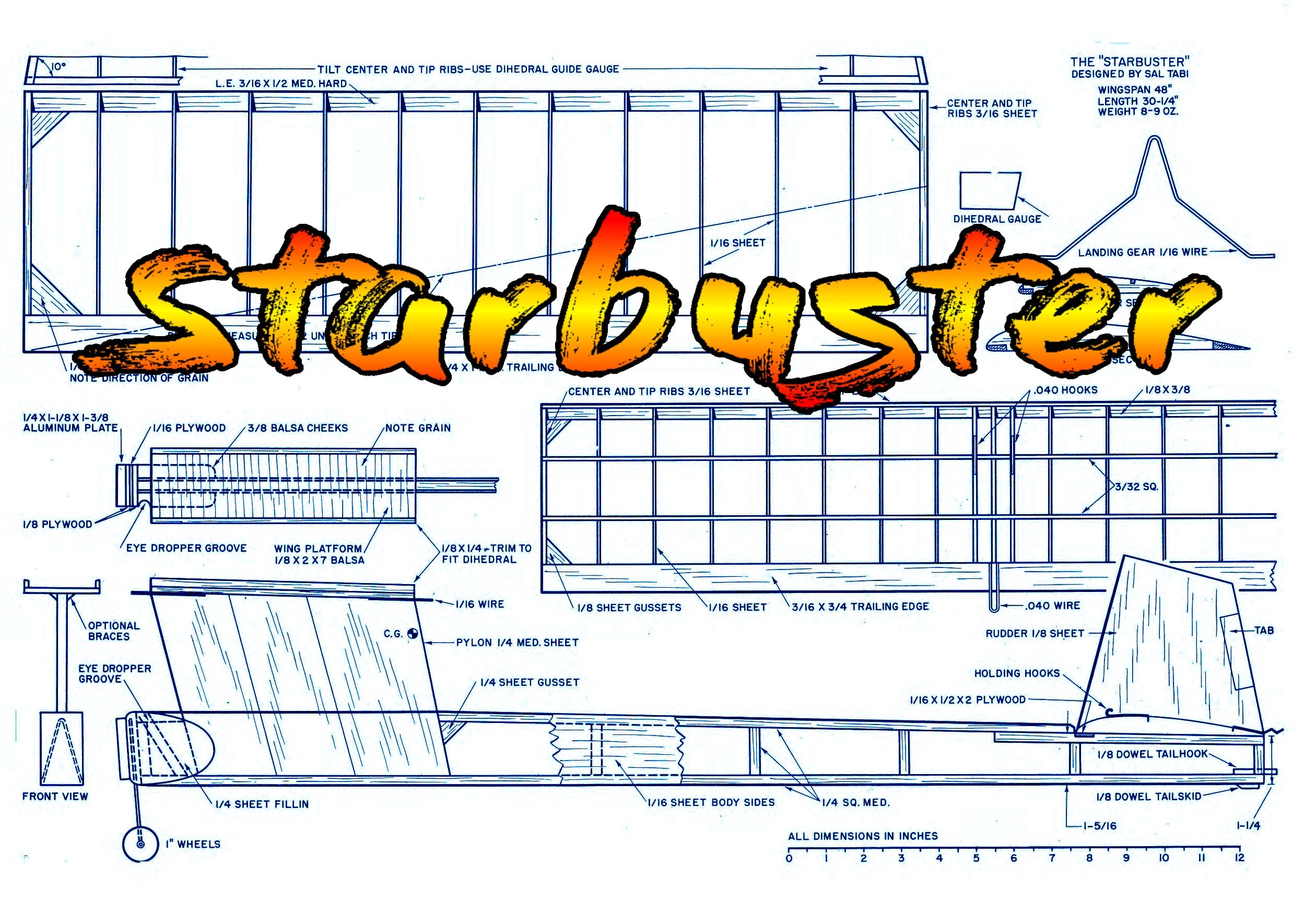 full size printed plan 1962 freeflight  wingspan 48”  engine .049 starbuster simplicity plus performance
