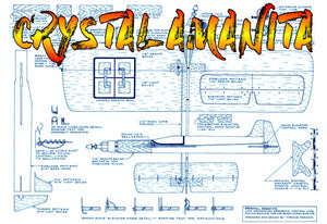 full size printed plan to build a 1/2 a control line sport stunt airplane crystal amanita