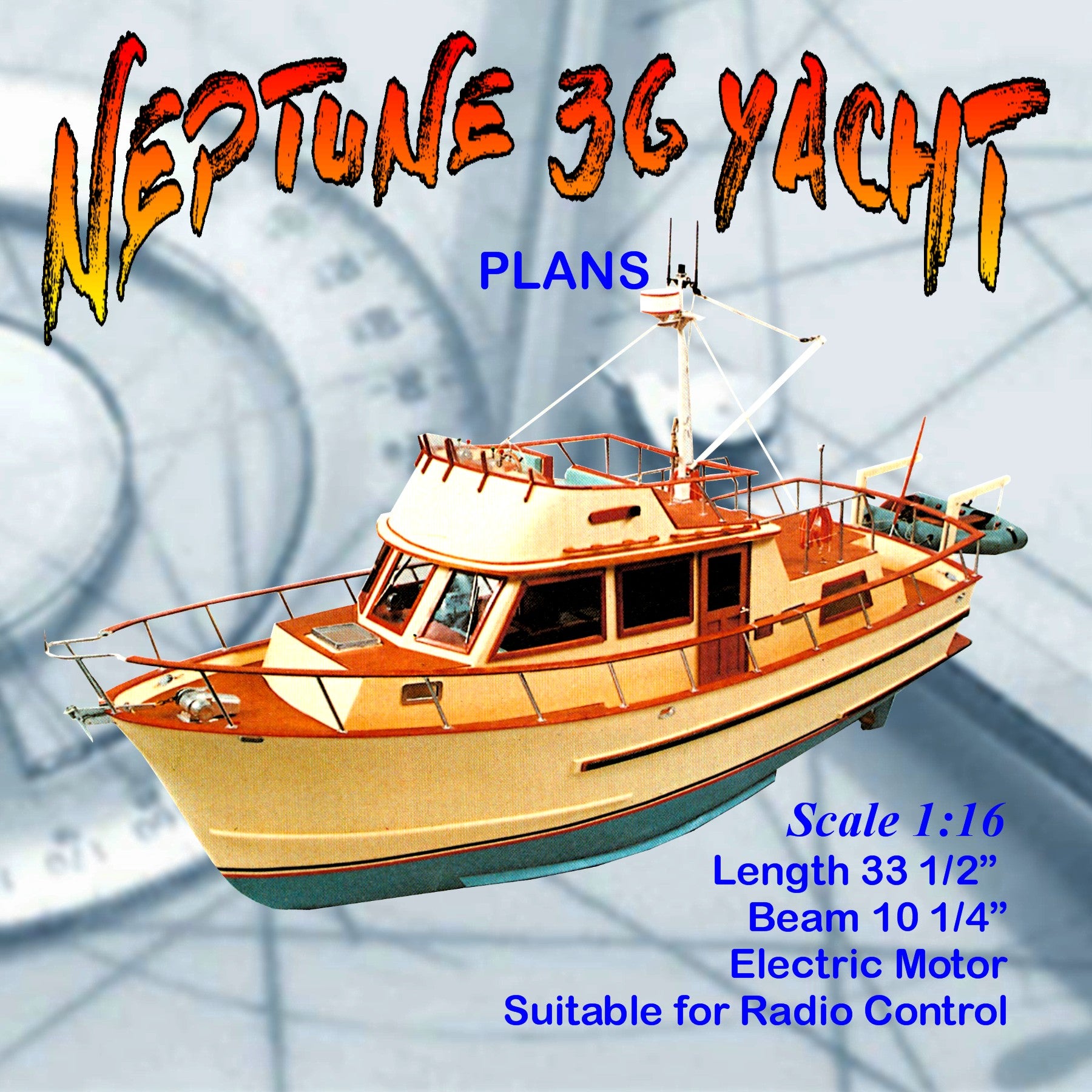 fullhttps://vintage-model-plans.myshopify.com/admin/products/new size printed plan scale 1:16 modern luxury trawler yacht  neptune 36 suitable for radio control