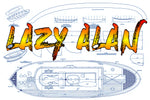 full size printed plans giant scale 1:20 tug l 48" b 13" for radio control